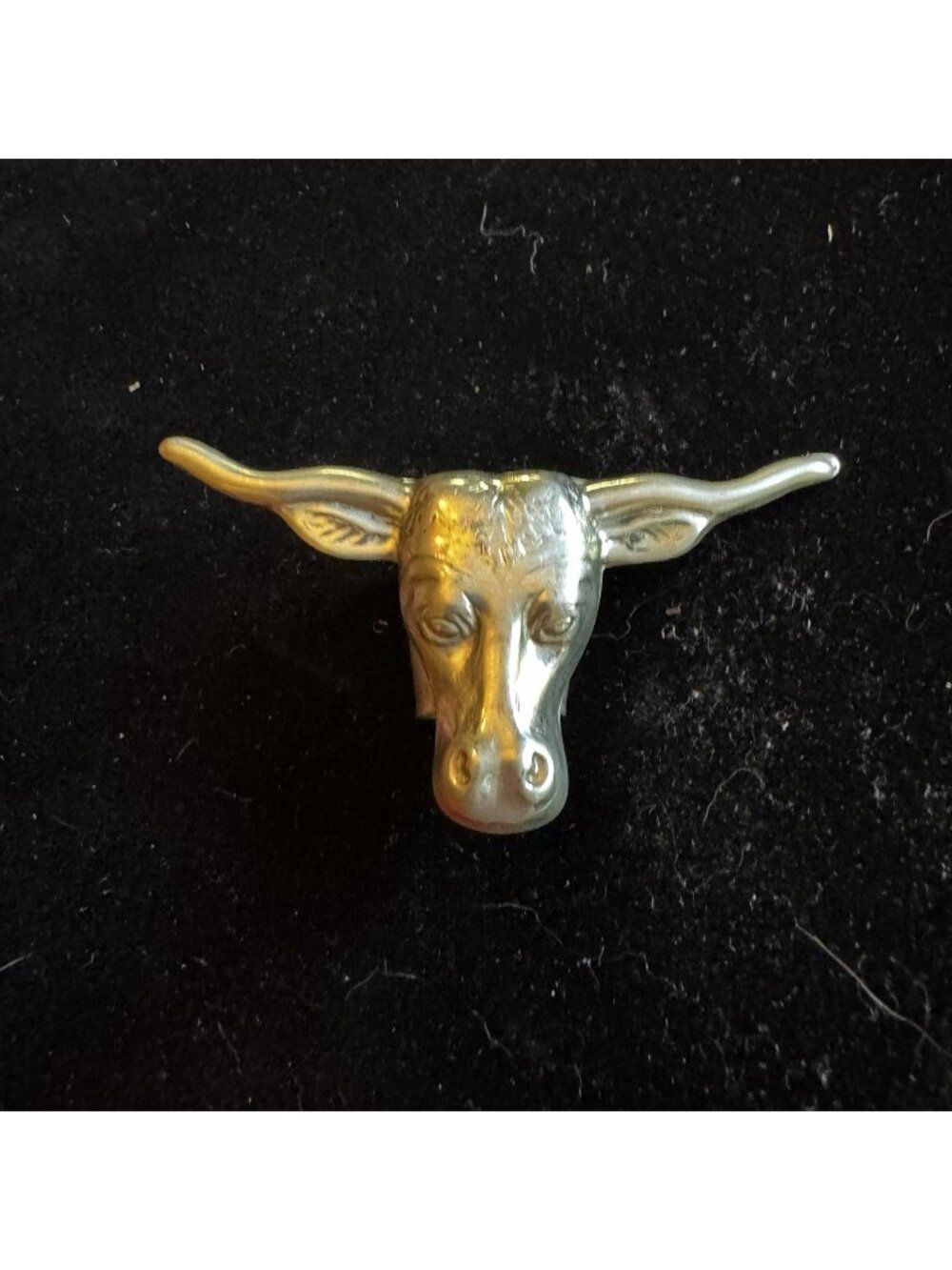Vintage western style longhorn steer neckerchief slide scarf slide